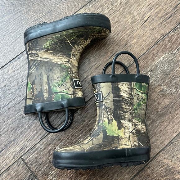 Oaki Camo Rain Boots Black Trim Rubber Gollashes Toddler Size 6 - Picture 1 of 7